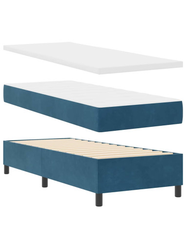 Letto a molle con materasso Blu 80 x 200 cm Velluto