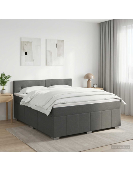 Letto box spring con materasso Grigio Scuro 180 x 200 cm