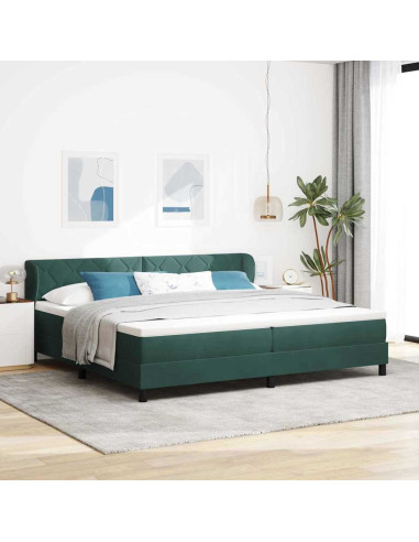 Letto a molle con testiera Verde scuro 200 x 200 cm Velluto