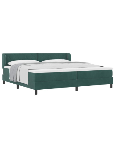 Letto a molle con testiera Verde scuro 200 x 200 cm Velluto