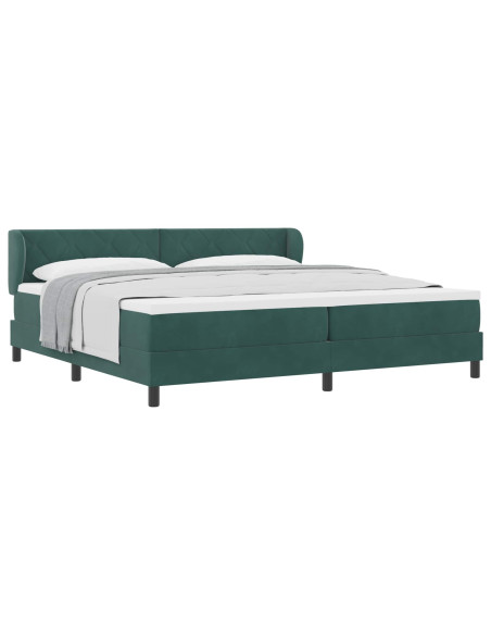 Letto a molle con testiera Verde scuro 200 x 200 cm Velluto