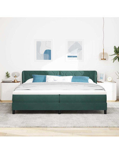 Letto a molle con testiera Verde scuro 200 x 200 cm Velluto