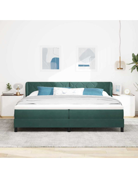 Letto a molle con testiera Verde scuro 200 x 200 cm Velluto