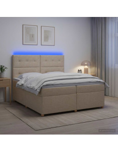 Letto box spring con materasso Crema 200 x 200 cm Tessuto