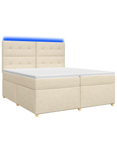 Letto box spring con materasso Crema 200 x 200 cm Tessuto 2