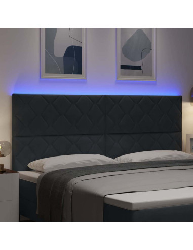 Testiera LED Grigio scuro 200 cm Velluto