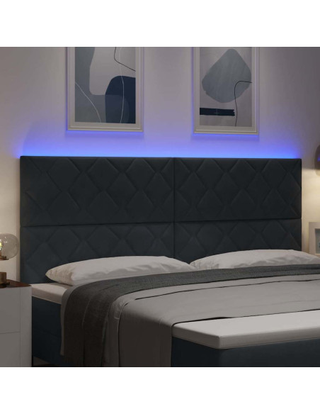 Testiera LED Grigio scuro 200 cm Velluto