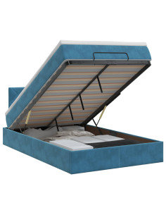 Letto ottomano con materasso Blu Scuro 120 x 190 cm Velluto 2