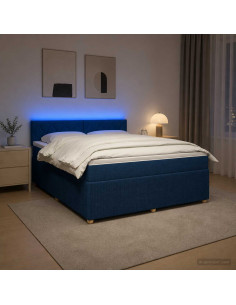 Letto box spring con materasso Blu 160 x 200 cm Tessuto