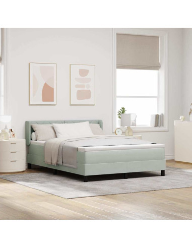 Letto a molle con testiera Grigio chiaro 200 x 160 cm Velluto