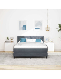 Letto a molle con testiera Grigio scuro 200 x 160 cm Velluto