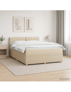Letto box spring con materasso Crema 180 x 200 cm Tessuto