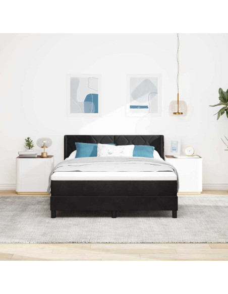 Letto a molle con testiera Nero 200 x 160 cm Velluto