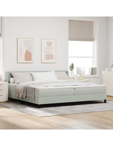 Letto a molle con testiera Grigio chiaro 200 x 200 cm Velluto