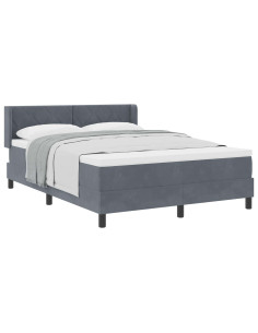 Letto a molle con testiera Grigio scuro 200 x 140 cm Velluto 2