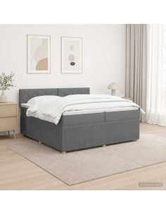 Letto box spring con materasso Grigio Scuro 200 x 200 cm