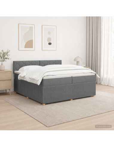 Letto box spring con materasso Grigio Scuro 200 x 200 cm