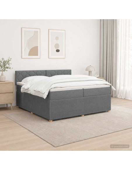 Letto box spring con materasso Grigio Scuro 200 x 200 cm
