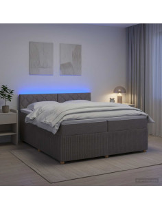 Letto box spring con materasso Tortora 200 x 200 cm Tessuto