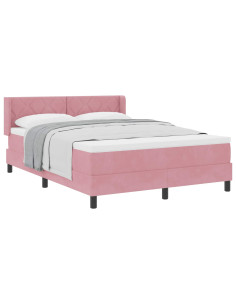 Letto a molle con testiera Rosa 200 x 140 cm Velluto 2