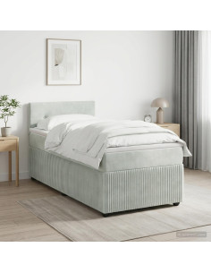 Letto box spring con materasso Grigio Chiaro 80 x 200 cm