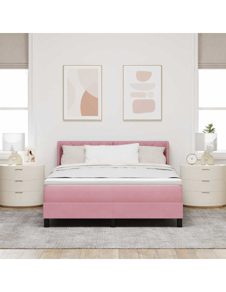 Letto a molle con testiera Rosa 200 x 140 cm Velluto