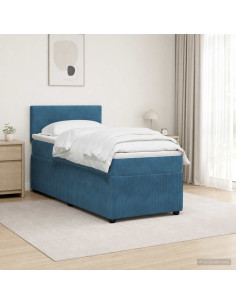 Letto box spring con materasso Blu 80 x 200 cm Velluto