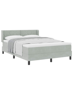 Letto a molle con testiera Grigio chiaro 200 x 160 cm Velluto 2