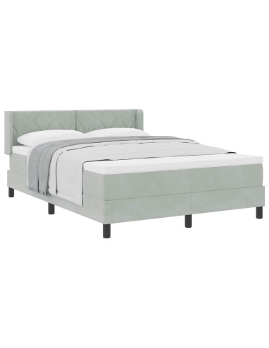 Letto a molle con testiera Grigio chiaro 200 x 160 cm Velluto