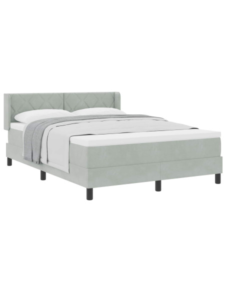 Letto a molle con testiera Grigio chiaro 200 x 160 cm Velluto