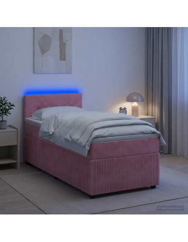 Letto box spring con materasso Rosa 80 x 200 cm Velluto