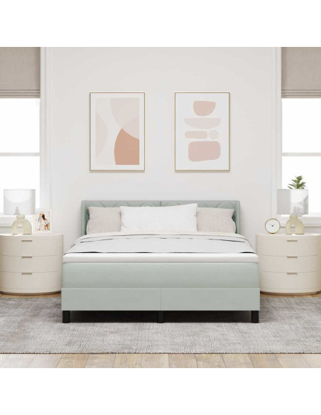 Letto a molle con testiera Grigio chiaro 200 x 160 cm Velluto