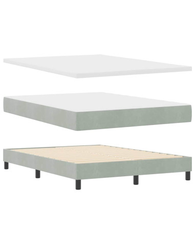 Letto a molle con testiera Grigio chiaro 200 x 160 cm Velluto