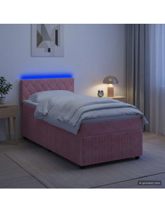 Letto box spring con materasso Rosa 100 x 200 cm Velluto