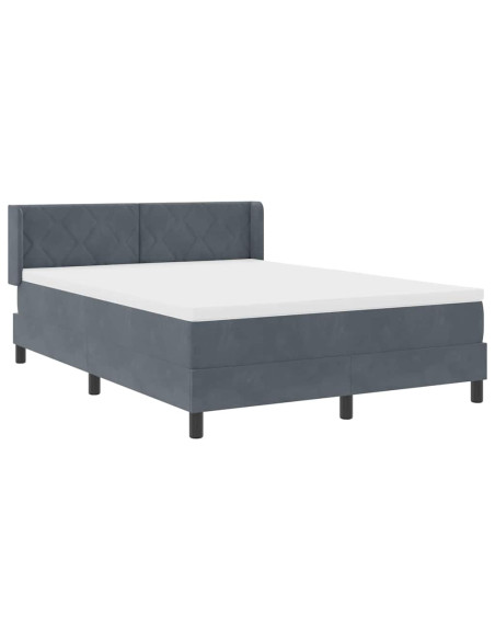 Letto a molle con testiera Grigio scuro 200 x 160 cm Velluto