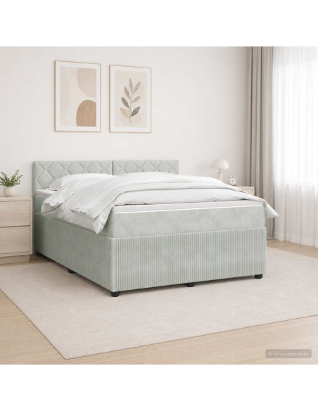 Letto box spring con materasso Grigio Chiaro 160 x 200 cm