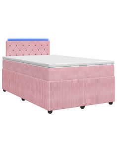 Letto box spring con materasso Rosa 120 x 200 cm Velluto 2