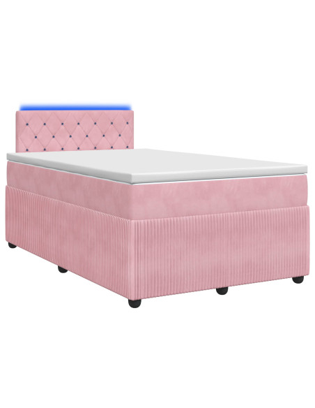 Letto box spring con materasso Rosa 120 x 200 cm Velluto