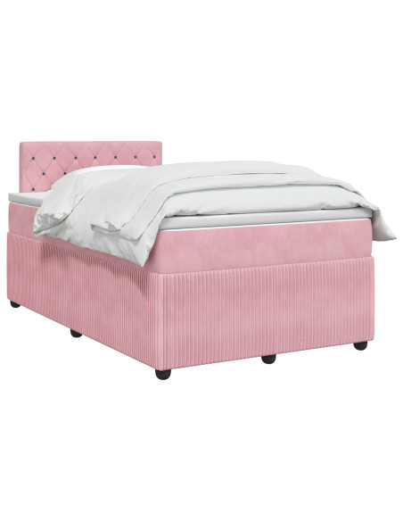 Letto box spring con materasso Rosa 120 x 200 cm Velluto