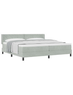 Letto a molle con testiera Grigio chiaro 200 x 200 cm Velluto 2