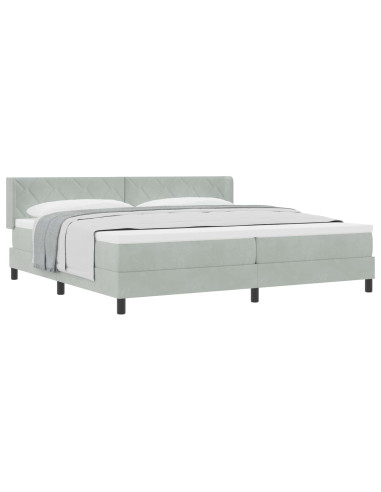 Letto a molle con testiera Grigio chiaro 200 x 200 cm Velluto