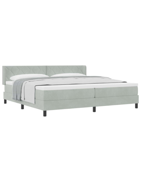 Letto a molle con testiera Grigio chiaro 200 x 200 cm Velluto