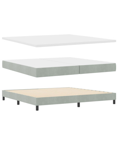 Letto a molle con testiera Grigio chiaro 200 x 200 cm Velluto