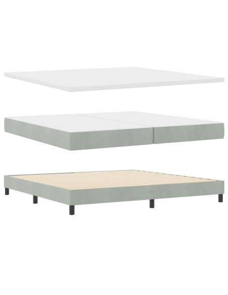 Letto a molle con testiera Grigio chiaro 200 x 200 cm Velluto