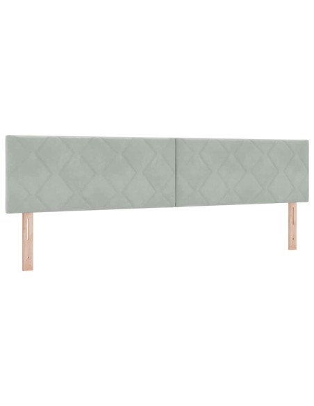 Letto a molle con testiera Grigio chiaro 200 x 200 cm Velluto