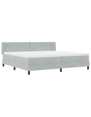 Letto a molle con testiera Grigio chiaro 200 x 200 cm Velluto