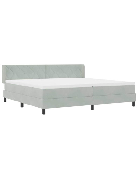 Letto a molle con testiera Grigio chiaro 200 x 200 cm Velluto