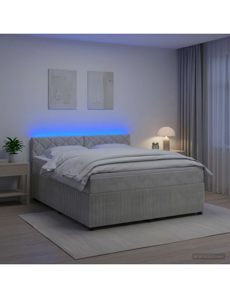 Letto box spring con materasso Grigio Chiaro 160 x 200 cm