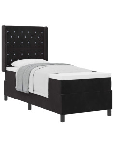 Letto a molle con materasso Nero 80 x 200 cm Velluto 2