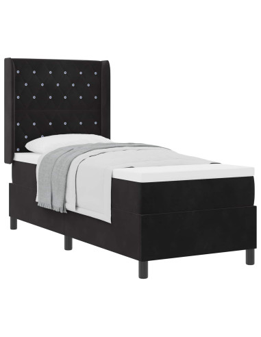 Letto a molle con materasso Nero 80 x 200 cm Velluto